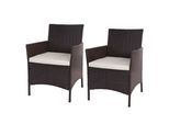 POLY-RATTAN SESSEL HALDEN Braun, Cremeweiß 2er-Set