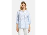 Kurzarmbluse MILANO ITALY, Damen, Gr. 40, blau (light blau print), Web, Material: 100% Baumwolle, bedruckt, regular fit normal, Rundhals, elastischer Bund, Blusen, mit Knopfleiste