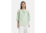 Kurzarmbluse MILANO ITALY, Damen, Gr. 38, mint, Web, Material: 100% Baumwolle, Paisley, regular fit normal, Rundhals, elastischer Bund, Blusen, mit Bindeband