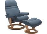 Relaxsessel STRESSLESS "Sunrise", blau (sparrow blau paloma), B:79cm H:103cm T:73cm, Leder BATICK: BATICK ist ein leicht korrigiertes, durchgefärbtes und genarbtes Möbelleder, bei dem die meisten Unebenheiten und Spuren in der Regel entfernt wurden.;Leder PALOMA: PALOMA ist ein durchgefärbtes Semianilin-Möbelleder mit natürlicher Narbung.;ROHLEDER Stoff Q2 FARON: Ein fester zuverlässiger Bouclé mi