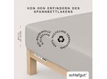 Spannbettlaken SCHLAFGUT "PREMIUM Mako-Zwirn-Jersey, 220 g/m², 95% Bio-Baumwolle, 5% Elasthan", grau (grau light), 1 Stk., Mako-Zwirn-Jersey, 90-100x190-220 30cm, Mako-Zwirn-Jersey, Obermaterial: 95% Baumwolle, 5% Elasthan, Bettlaken, Spannbettlaken, Bettlaken bis 30 cm Höhe, PREMIUM-Qualität langlebig, perfekter Sitz