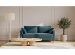 BRUNO Schlafsofa 160cm in Petrol Türkis | Flow | stabiles Massivholz & Boxspringkomfort