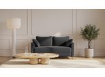 BRUNO Schlafsofa 140cm in Anthrazit | Flow | stabiles Massivholz & Boxspringkomfort