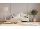 BRUNO Schlafsofa 160cm in Creme Ecru Beige | Flow | stabiles Massivholz & Boxspringkomfort