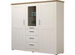 Highboard HOME AFFAIRE "Nybro", andersen pine weiß korpus, B:159cm H:140cm T:41cm, Sideboards, Highboard, Vitrine, wechselseitig montierbarer Türanschlag, Breite 159 cm