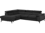 Ecksofa COTTA "Kitty L-Form, B: 249 cm", schwarz (charcoal), B:249cm H:72cm T:207cm, Microfaser (100% Polyester);Flachgewebe (100% Polyester), Sofas, Ecksofa, mit Kopfteilverstellung, optional Bettfunktion & Bettkasten