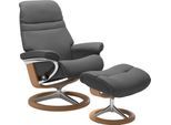 Relaxsessel STRESSLESS "Sunrise", grau (grau batick), B:79cm H:103cm T:73cm, Leder BATICK: BATICK ist ein leicht korrigiertes, durchgefärbtes und genarbtes Möbelleder, bei dem die meisten Unebenheiten und Spuren in der Regel entfernt wurden.;Leder PALOMA: PALOMA ist ein durchgefärbtes Semianilin-Möbelleder mit natürlicher Narbung.;ROHLEDER Stoff Q2 FARON: Ein fester zuverlässiger Bouclé mit einem