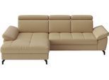 Ecksofa SIT & MORE "Vanity L-Form, B: 264 cm, Leder", beige (cappucino), B:264cm H:84cm T:181cm, Sofas, Ecksofa, Inkl.Sitz-,Kopf-und Armteilverstellung