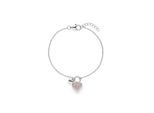 Armband S.OLIVER "Heart, Herz", silberfarben, rosa, rosa, Armbänder, Mädchen, 16cm, Silber 925 (Sterlingsilber), Armband, mit Zirkonia (synth.)
