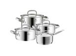 WMF Kochtopfset WMF Gourmet Plus, Edelstahl, Metall, 4-teilig, 16 cm, 1,4 L, rund, 29.4x23.7x50.6 cm, Made in EU, backofengeeignet, rostfrei, hitzebeständig,backofengeeignet, Kochen, Töpfe, Topfsets