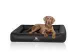 Knuffelwuff Orthopädisches Hundebett aus Laser gestepptem Kunstleder Hampstead schwarz XL