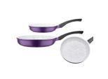 GSW , Violett , Metall , 1,0+2,8 l , rund , hitzebeständige Griffe, kratzfest, rostfrei, antihaftbeschichtet, geschmacksneutral, ergonomischer Griff, energiesparend, Thermoboden, wärmeisolierter Griff, schadstofffrei gemäß EU-Standards , Kochen & Essen, Pfannen, Pfannensets