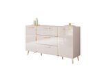SIDEBOARD mit Schubladen ONYX Kaschmir auf goldenen Beinen Hochglanz