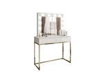 SCHMINKTISCH BLANCO mit Spiegel und Beleuchtung Gold Chrom Weiß Hochglanz PUSH OPEN