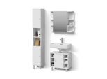 BADMÖBEL-SET Fucino Weiß 3 Teile, mit Hochschrank