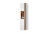 BADSCHRANK Ronco Weiß Hochglanz/Goldkraft Eiche 30 x 192 cm mit Türen, und offenen Fächern