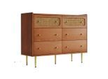 SIDEBOARD mit 6 Schubladen und Rattan-Elementen