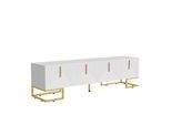 TV-SCHRANK Weiß mit Goldbeinen & 4 Türen Geometrisches Design 170×45 cm