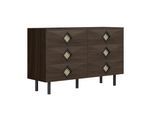 SIDEBOARD Walnuss mit 6 Schubladen & Rattan-Griffen Modern 120×40×74 cm