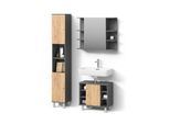BADMÖBEL-SET Fucino Anthrazit/Goldkraft Eiche 3 Teile mit Hochschrank