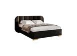 BETT AMARA GOLD 140x200 gepolstert mit Stauraum und Lattenrost, Royal Velvet 254