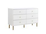 SIDEBOARD mit 6 Schubladen Elegante Kommode Weiß