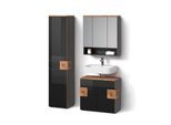 BADMÖBEL-SET Tanaro Anthrazit 3 Teile, mit Hochschrank
