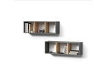 WANDREGAL Lorena Anthrazit/Goldkraft Eiche 90 x 30 cm 2er Set
