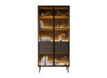 VITRINE LINEA LOFT mit LED-Beleuchtung Eiche + Schwarz