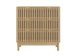 SIDEBOARD eichen-optik & latten-design mit 3 schubladen & goldgriffen
