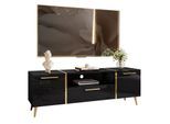 TV-ELEMENT ONYX AUF GOLDENEN BEINEN HOCHGLANZ 158 CM PUSH OPEN