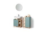 BADMÖBEL-SET Marano Blau-Grau 3 Teile, mit Midischrank
