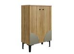 SIDEBOARD 60 cm in Natur Holz-Optik 2 Türen & schwarzes Metallgestell