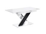 ESSTISCH ausziehbar 140 -180x80x75 cm - Weiß Hochglanz/Schwarz Hochglanz - RONX