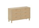 SIDEBOARD mit 6 Schubladen Rattan, 120/40/75cm