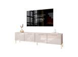 TV-ELEMENT AURA 200 KASCHMIR Hochglanz auf geraden goldenen Beinen + LED