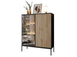 VITRINE ECLIPSE WT104 mit Beleuchtung,Schwarz Eiche Wotan