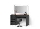 SCHMINKTISCH Imola Schwarz/Gold mit LED-Spiegel und Hocker