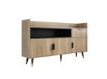 SIDEBOARD 160 cm Naturholz & Schwarz mit offenem Regal, Schublade & Türen im modernen Stil