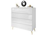 KOMMODE AURA PUSH OPEN mit Schubladen Beinfarbe – Gold