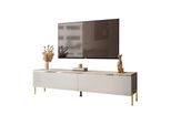 TV-LOWBOARD AURORA Kaschmir mit gerade Goldchrom Fuße