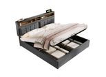 POLSTERBETT Grau 160x200cm mit Stauraum & USB-Anschluss