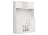 HIGHBOARD in Weiß mit Weinregal, Glashalter & Mikrowellenfach