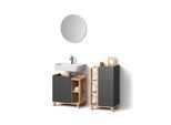 BADMÖBEL-SET Marano Anthrazit 3 Teile, mit Midischrank