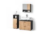 BADMÖBEL-SET Ronco Goldkraft Eiche/Anthrazit 3 Teile, mit Midischrank