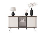 KOMMODE auf Füßen AUTUMN 2D1W mit Glasfront, Kaschmir / Nussbaum