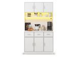 HIGHBOARD Weiß mit LED-Beleuchtung und Steckdosen