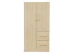 KLEIDERSCHRANK 70x135 cm in Natur Holz-Optik mit 2 Türen