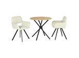 ESSZIMMER SET – 1 Tisch + 2 Stühle – Holzoptik & Beige Stoff