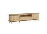 TV-SCHRANK 165 cm Natur MDF mit Rattan-Schublade, Schiebetüren & Stauraum